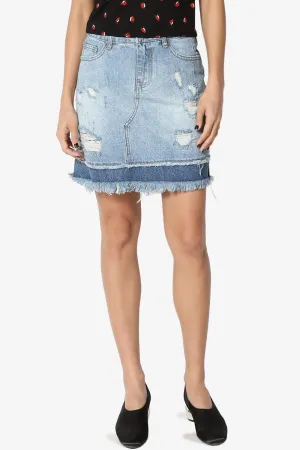 Sicily Frayed Straight Denim Skirt