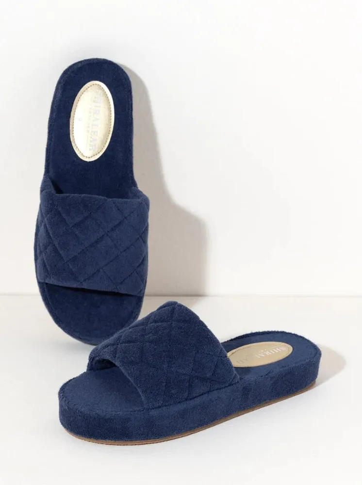 SOL Terry Pool Slides (Navy)