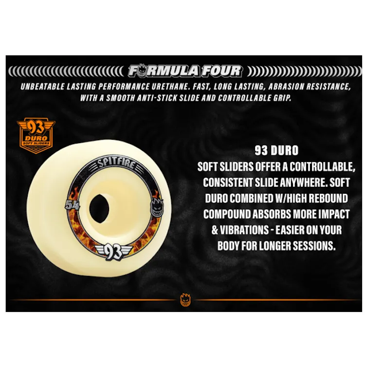 Spitfire Wheels Formula Four 93 Radials Skateboard Wheels 93a 58mm