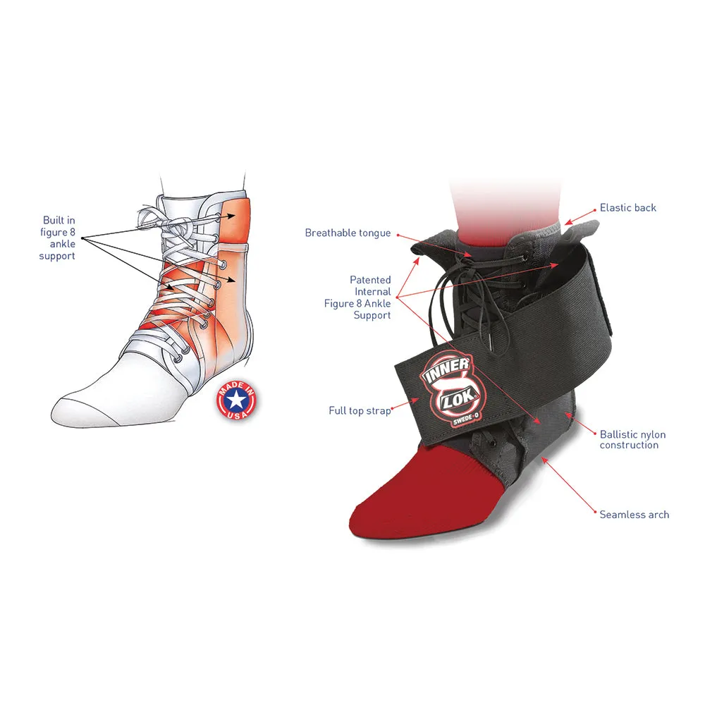 Swede-O Inner Lok 8 Ankle Brace, Black