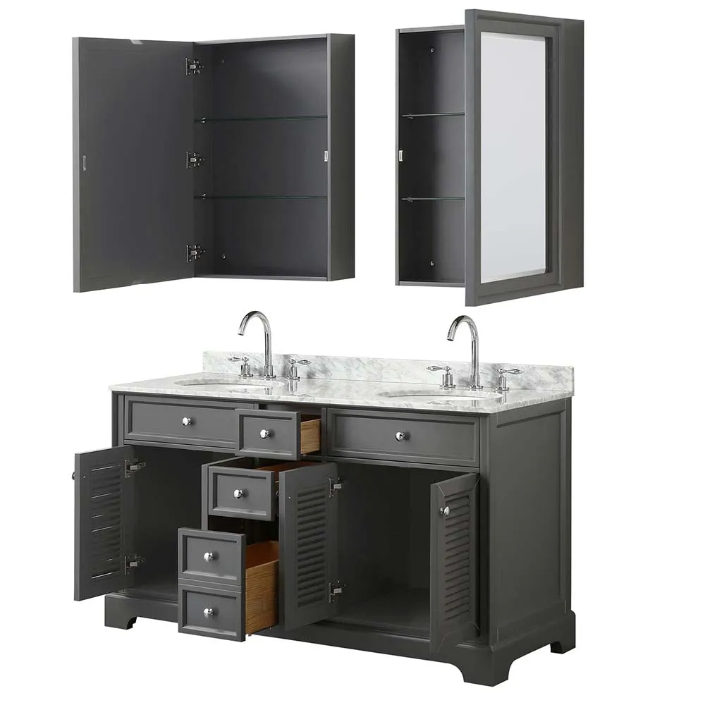 Tamara 60 Inch Double Bathroom Vanity in Dark Gray