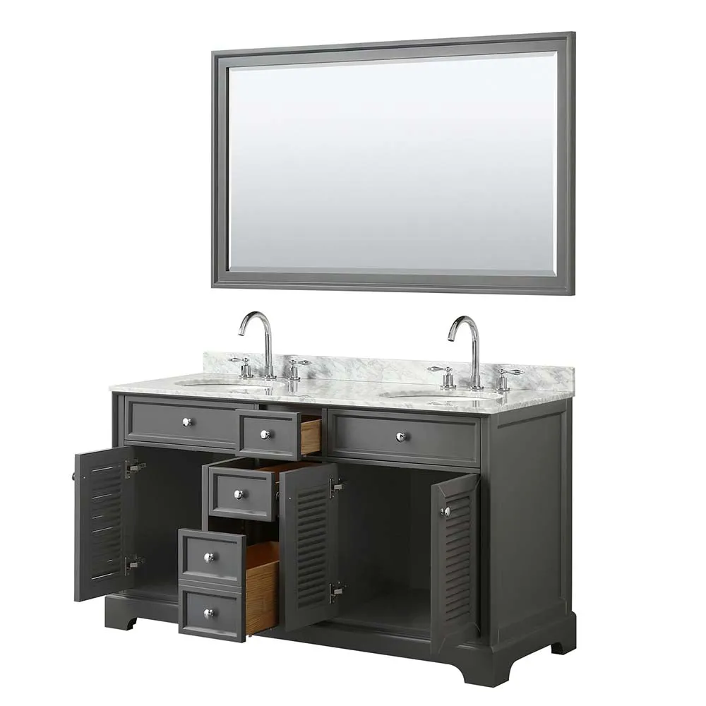 Tamara 60 Inch Double Bathroom Vanity in Dark Gray