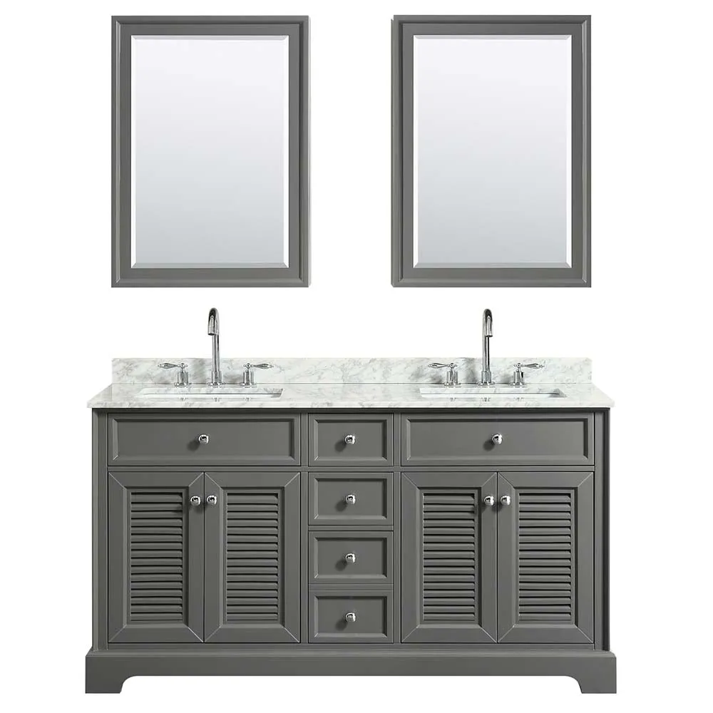 Tamara 60 Inch Double Bathroom Vanity in Dark Gray