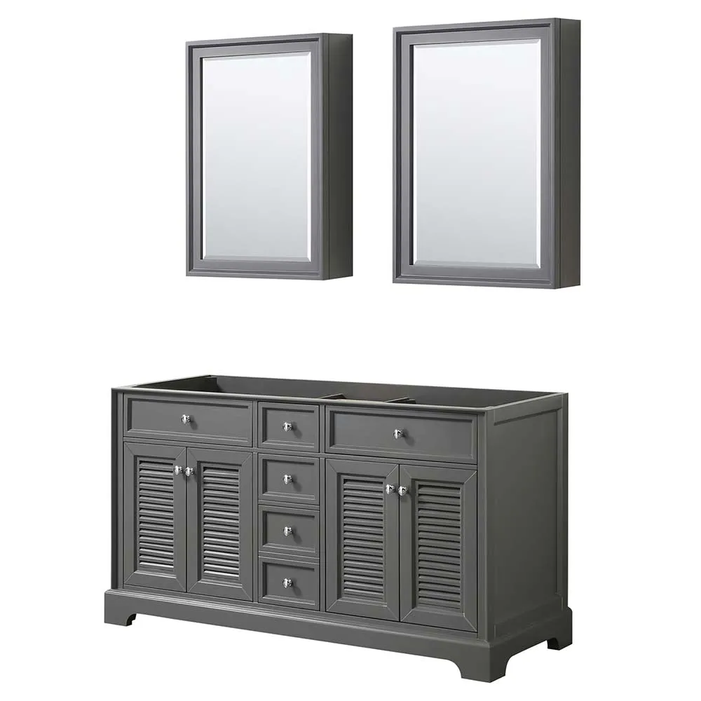 Tamara 60 Inch Double Bathroom Vanity in Dark Gray