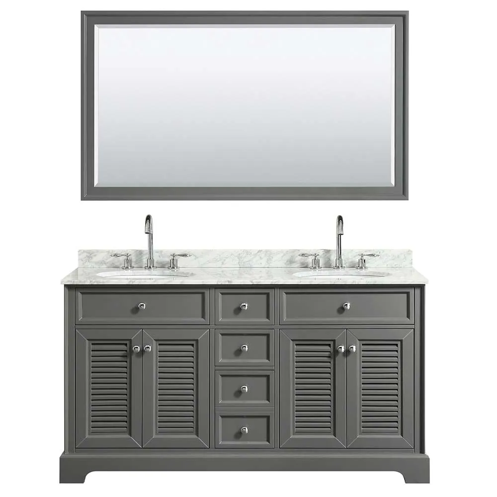 Tamara 60 Inch Double Bathroom Vanity in Dark Gray
