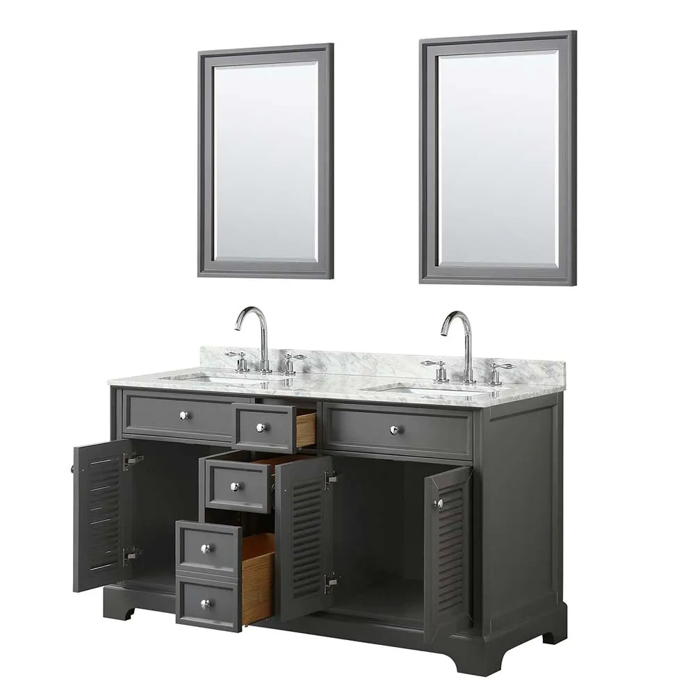 Tamara 60 Inch Double Bathroom Vanity in Dark Gray