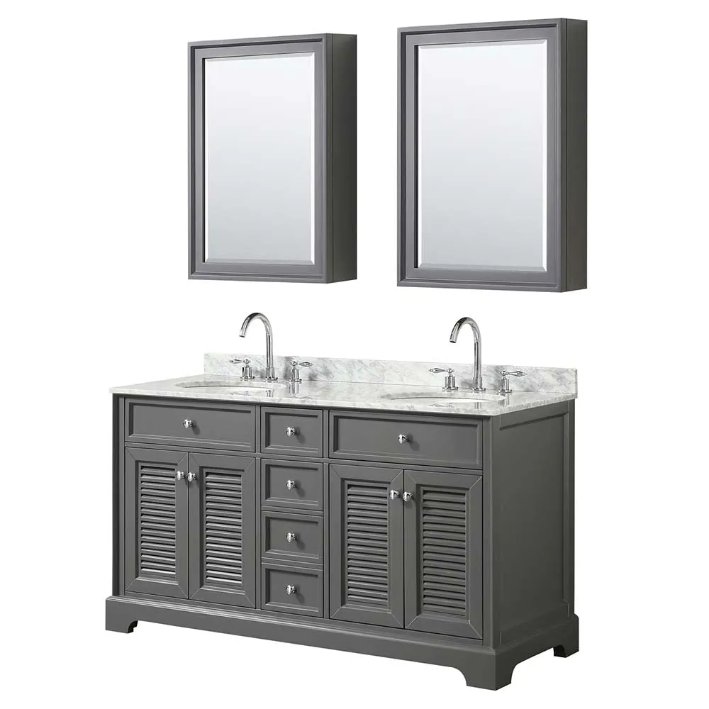Tamara 60 Inch Double Bathroom Vanity in Dark Gray