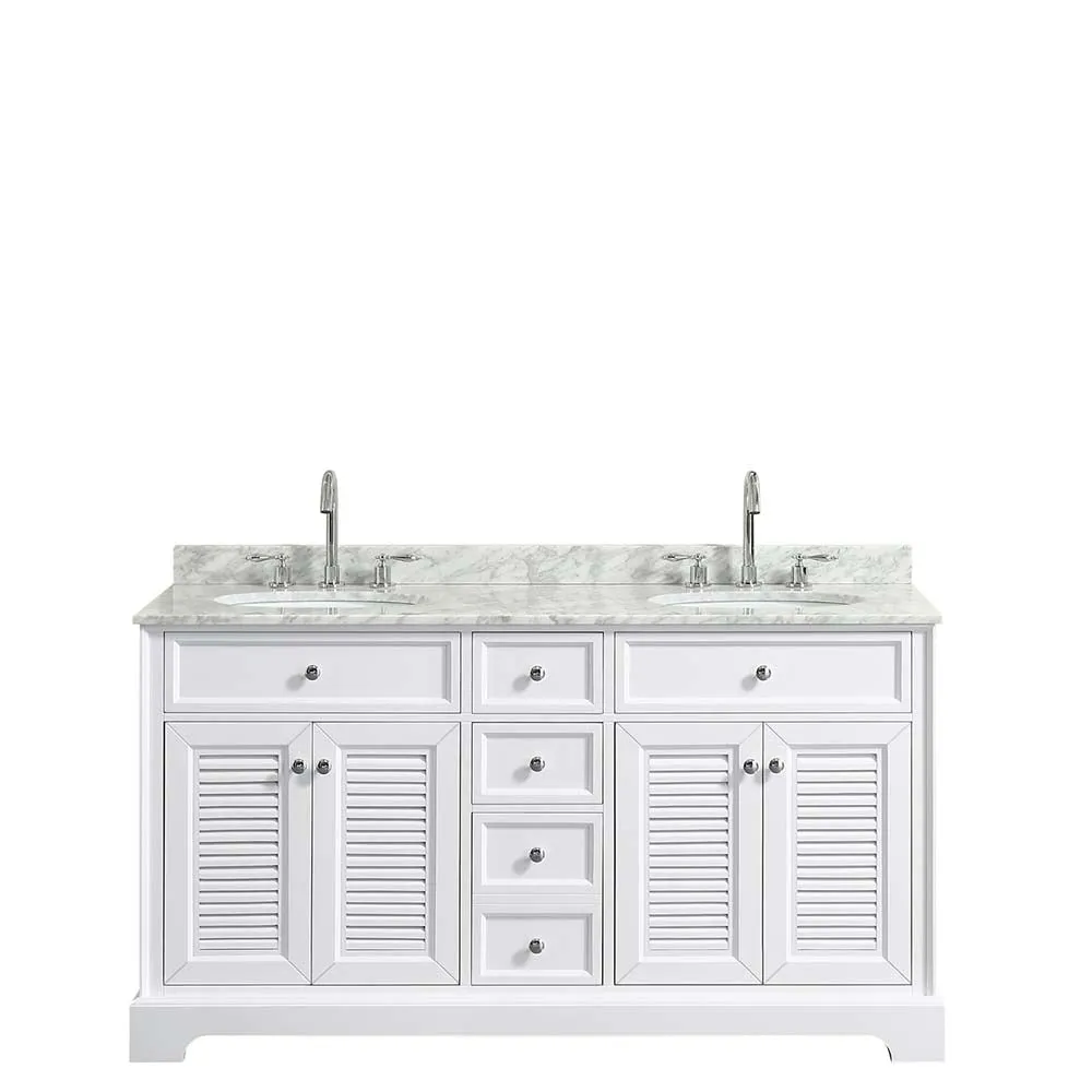 Tamara 60 Inch Double Bathroom Vanity in White