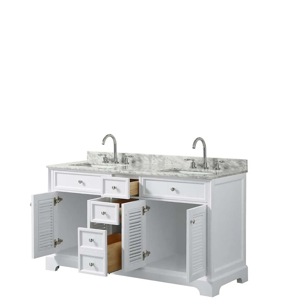 Tamara 60 Inch Double Bathroom Vanity in White