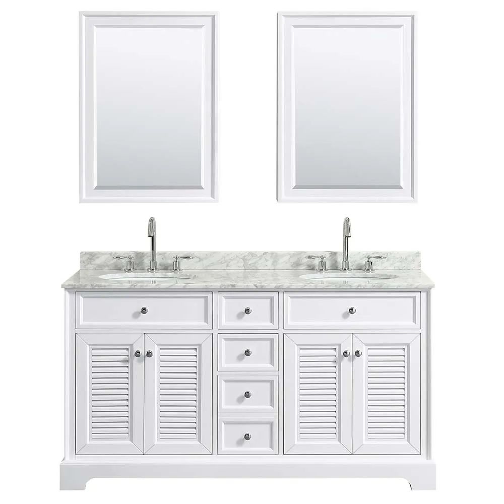 Tamara 60 Inch Double Bathroom Vanity in White