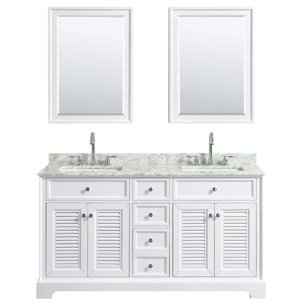 Tamara 60 Inch Double Bathroom Vanity in White