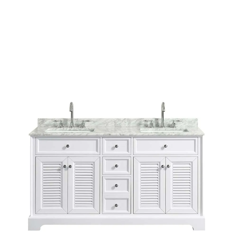 Tamara 60 Inch Double Bathroom Vanity in White