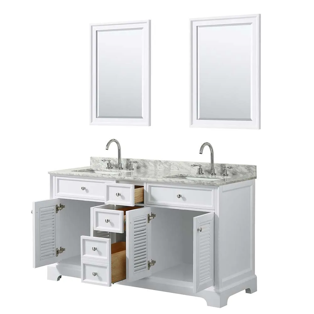 Tamara 60 Inch Double Bathroom Vanity in White