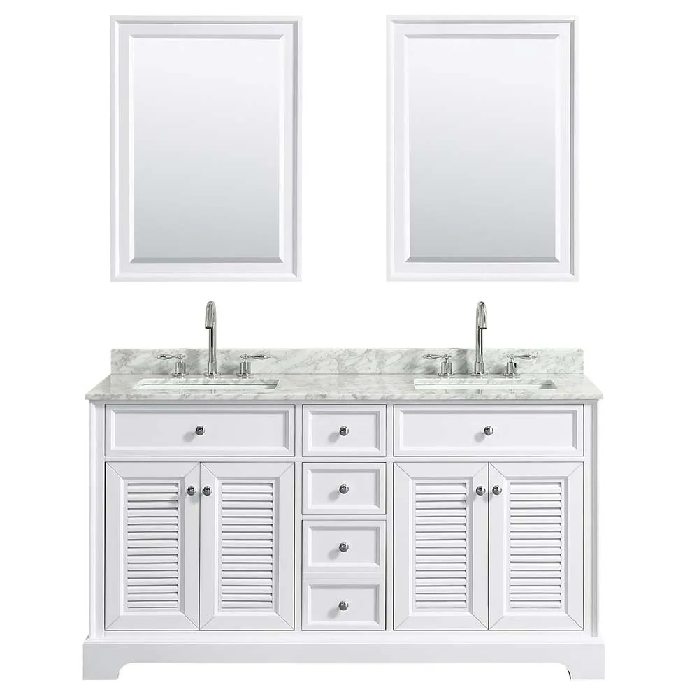 Tamara 60 Inch Double Bathroom Vanity in White