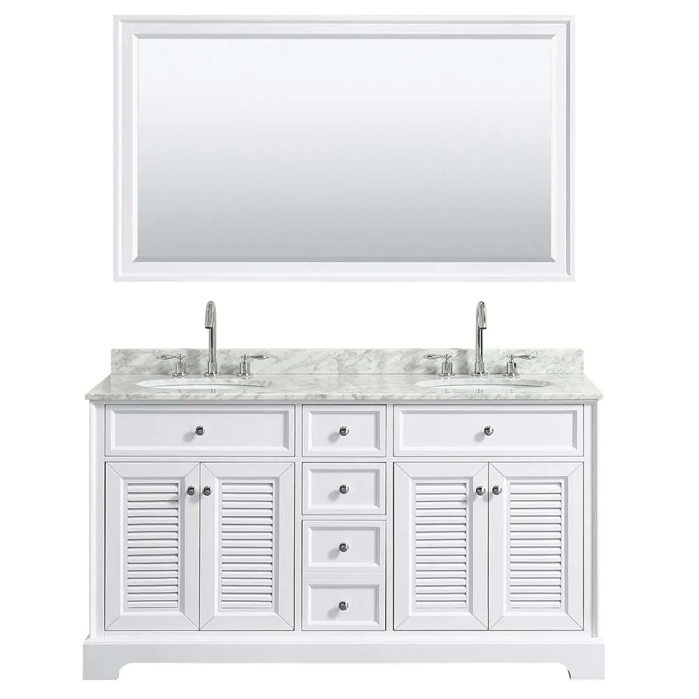 Tamara 60 Inch Double Bathroom Vanity in White