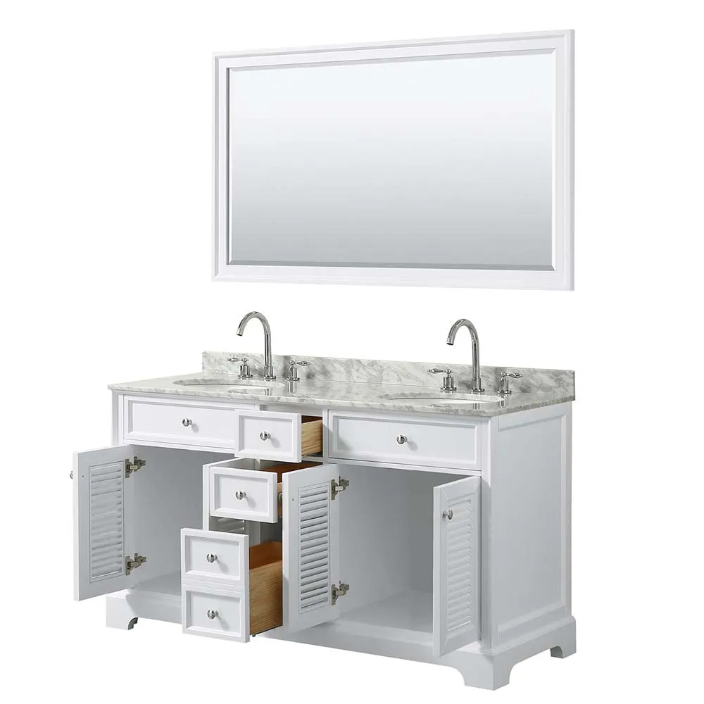 Tamara 60 Inch Double Bathroom Vanity in White