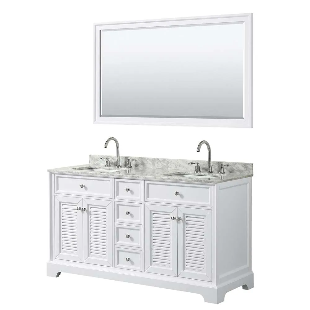 Tamara 60 Inch Double Bathroom Vanity in White