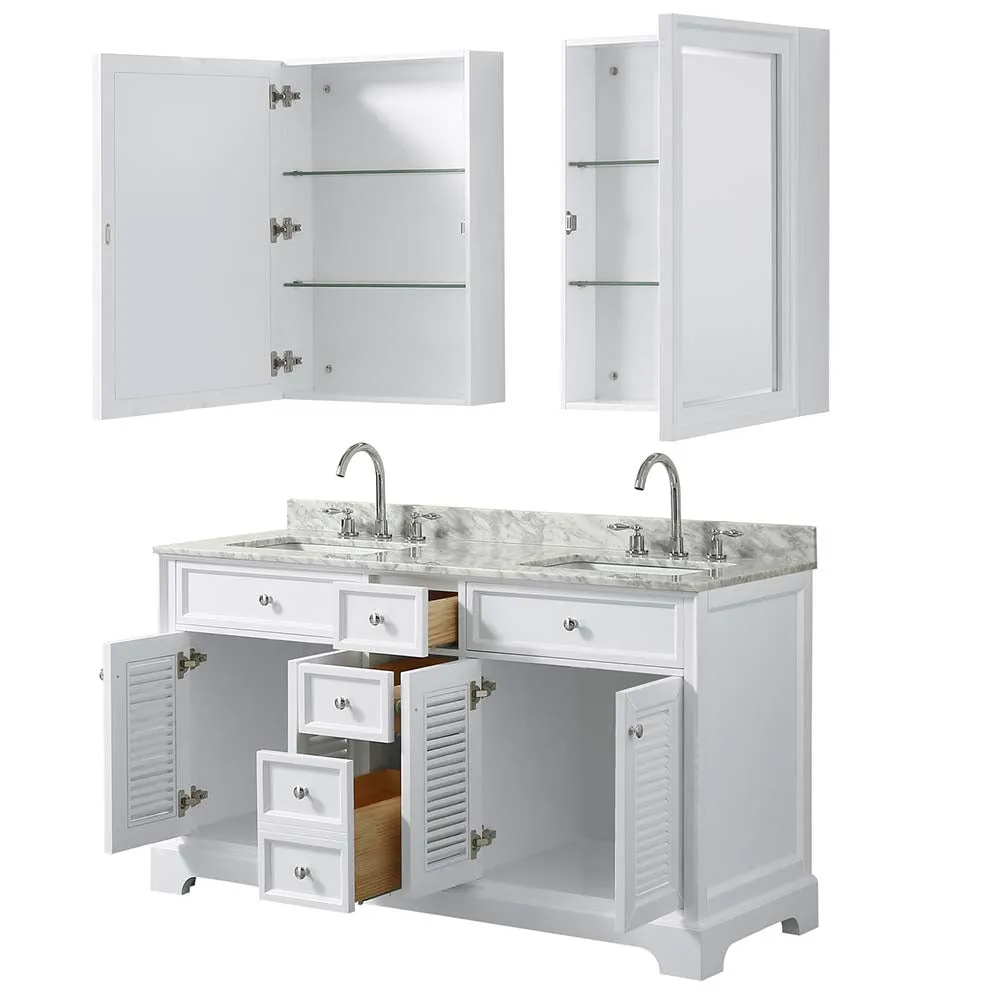 Tamara 60 Inch Double Bathroom Vanity in White
