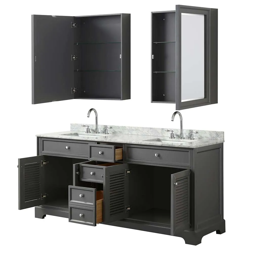 Tamara 72 Inch Double Bathroom Vanity in Dark Gray