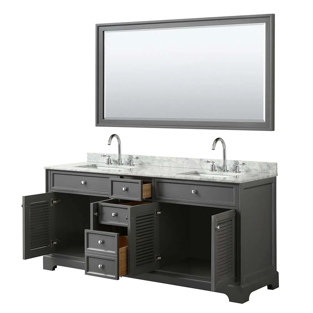 Tamara 72 Inch Double Bathroom Vanity in Dark Gray