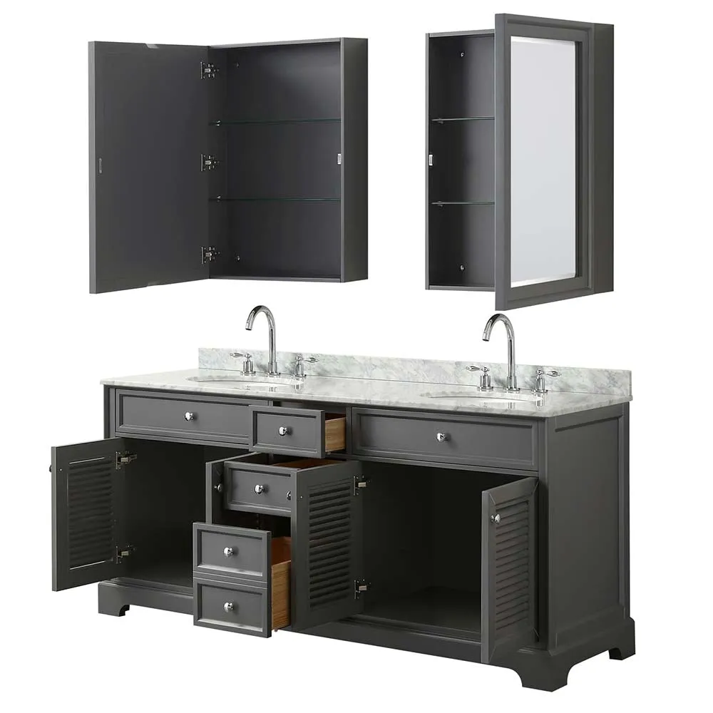 Tamara 72 Inch Double Bathroom Vanity in Dark Gray