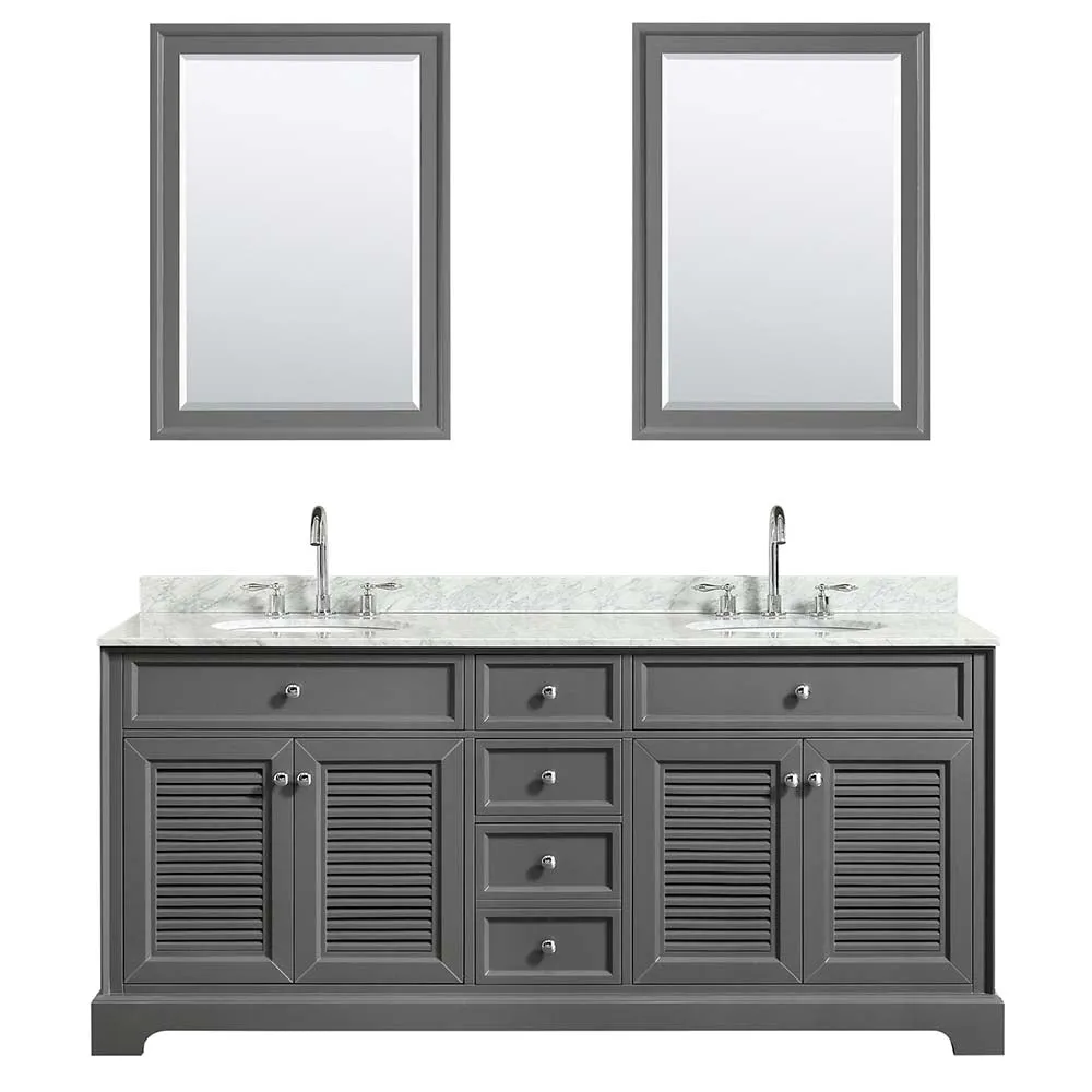 Tamara 72 Inch Double Bathroom Vanity in Dark Gray