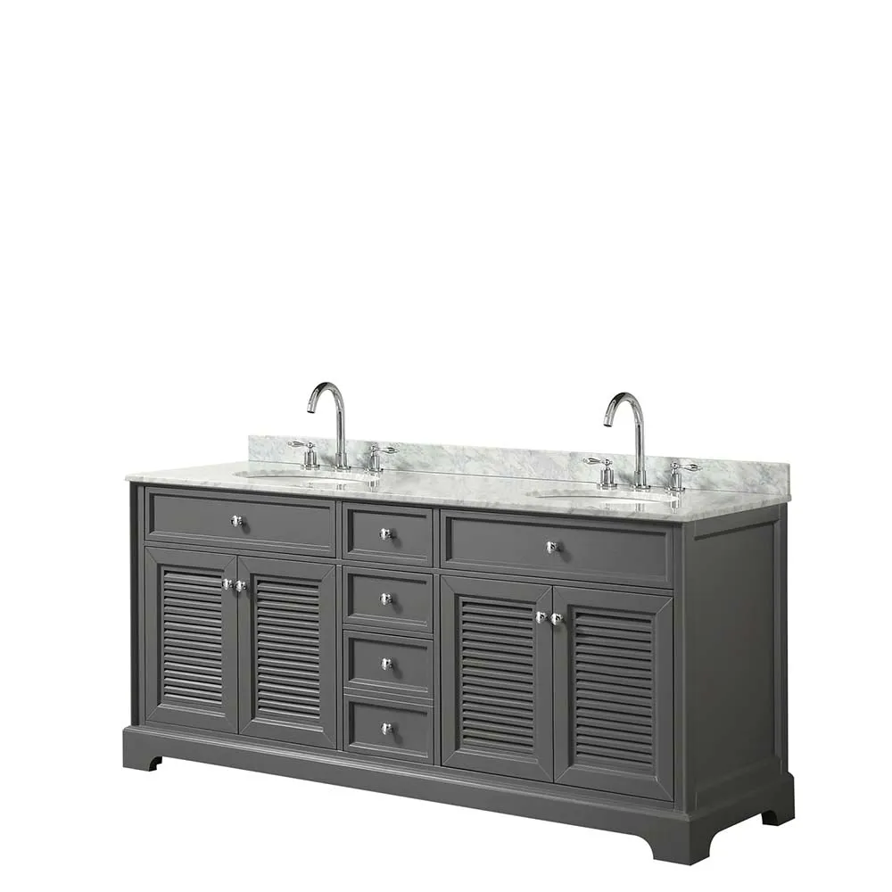 Tamara 72 Inch Double Bathroom Vanity in Dark Gray