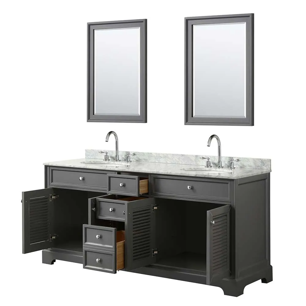 Tamara 72 Inch Double Bathroom Vanity in Dark Gray