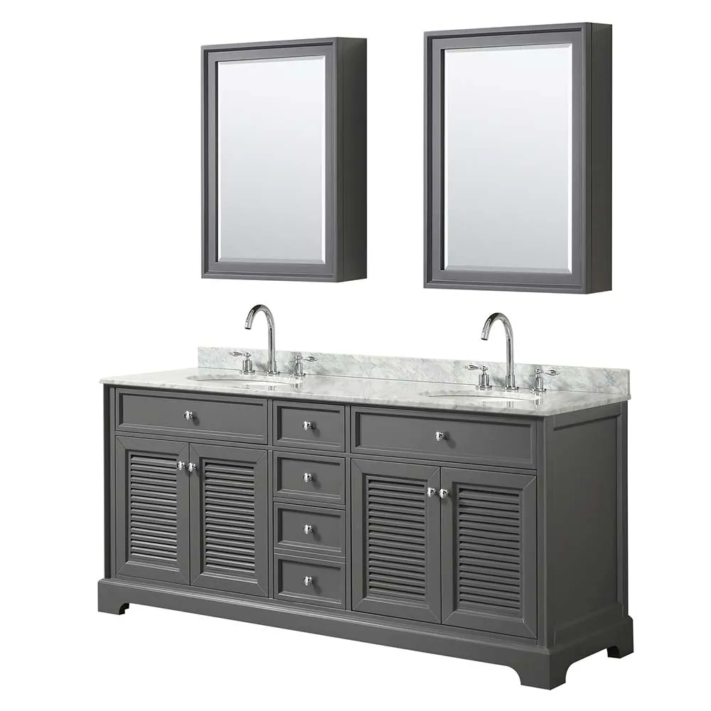 Tamara 72 Inch Double Bathroom Vanity in Dark Gray