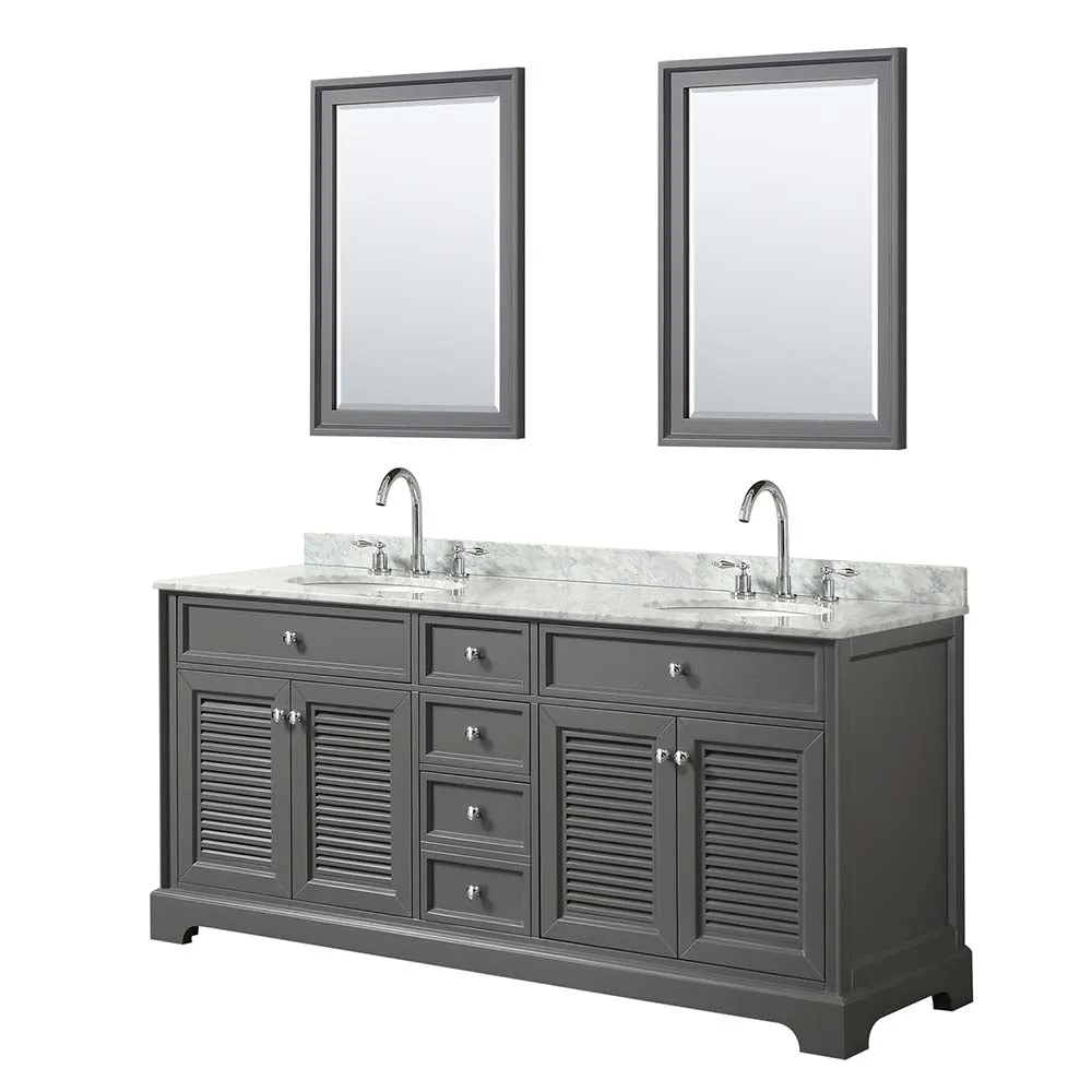 Tamara 72 Inch Double Bathroom Vanity in Dark Gray