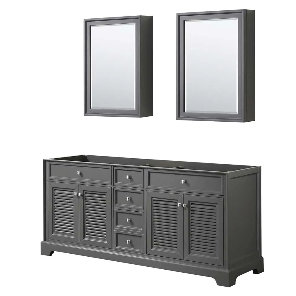 Tamara 72 Inch Double Bathroom Vanity in Dark Gray
