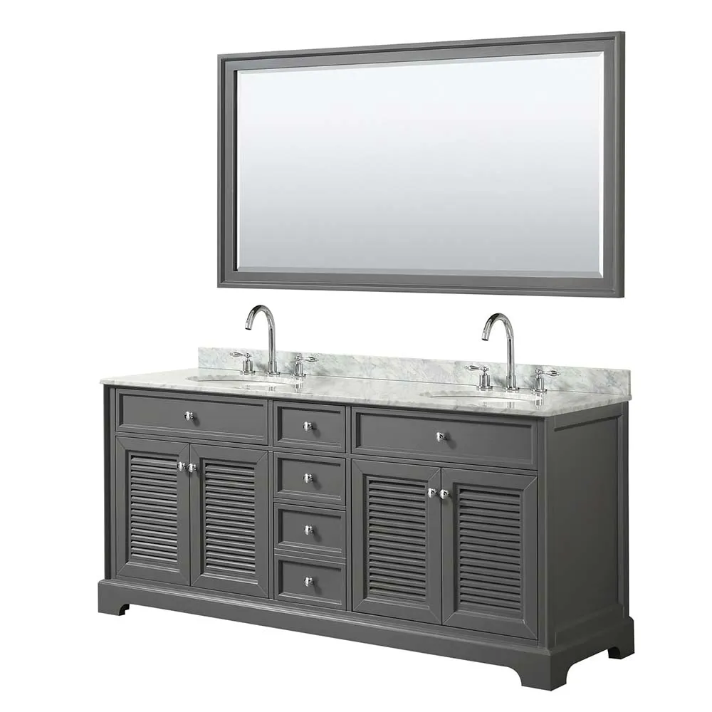 Tamara 72 Inch Double Bathroom Vanity in Dark Gray