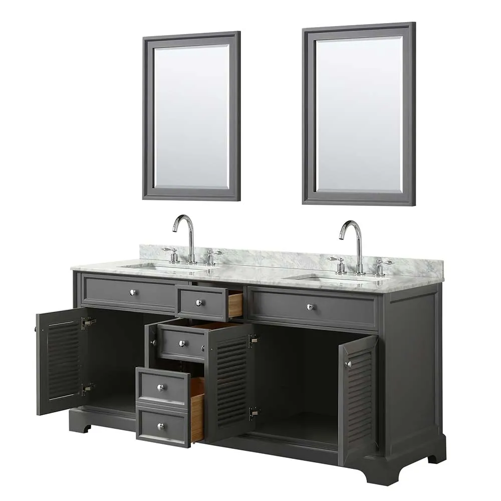 Tamara 72 Inch Double Bathroom Vanity in Dark Gray