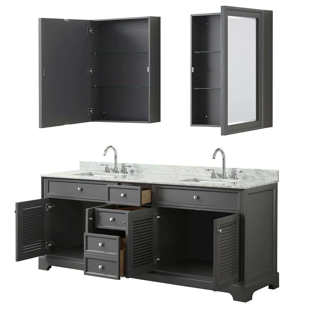 Tamara 80 Inch Double Bathroom Vanity in Dark Gray