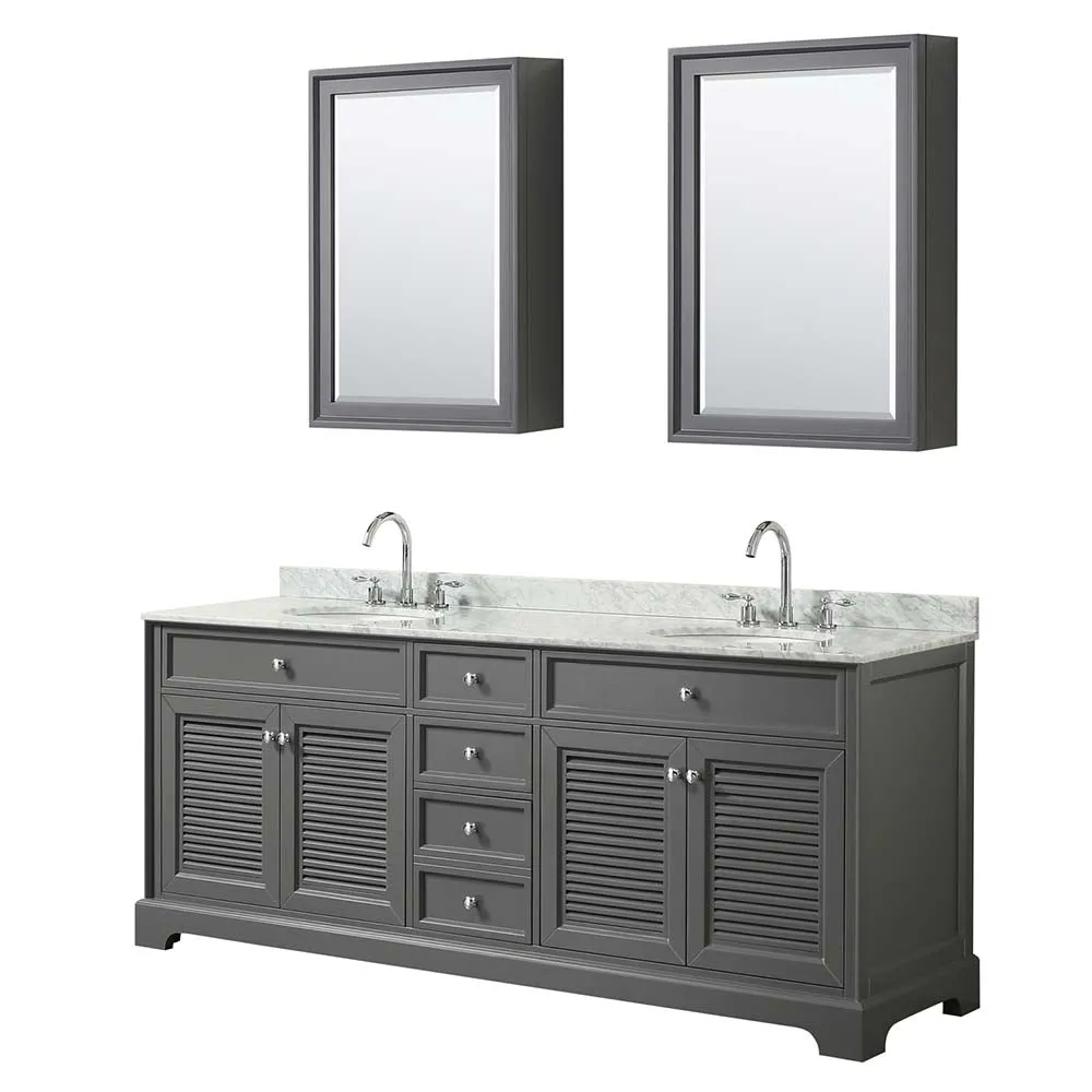 Tamara 80 Inch Double Bathroom Vanity in Dark Gray