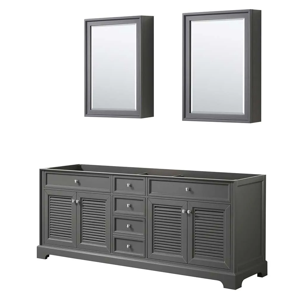 Tamara 80 Inch Double Bathroom Vanity in Dark Gray
