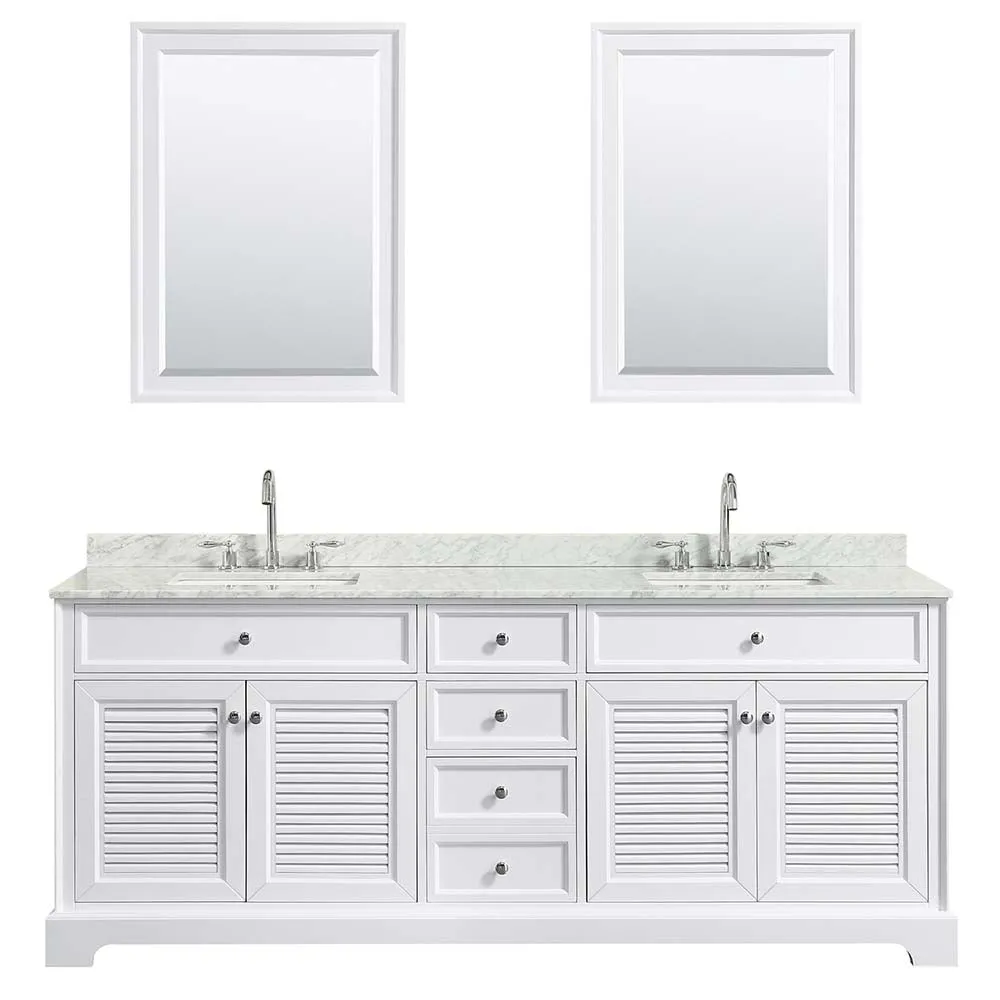 Tamara 80 Inch Double Bathroom Vanity in White