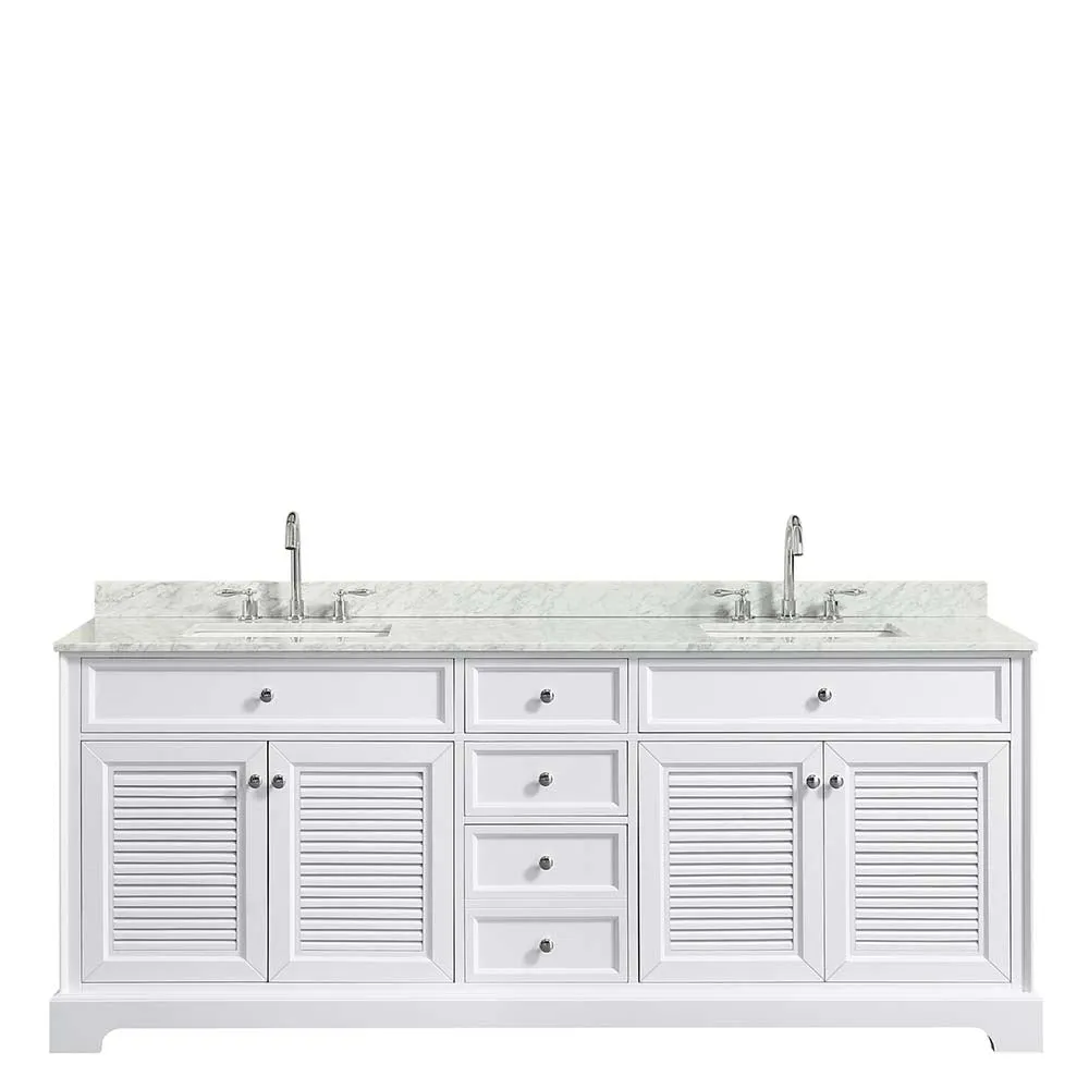 Tamara 80 Inch Double Bathroom Vanity in White