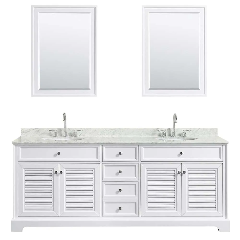 Tamara 80 Inch Double Bathroom Vanity in White