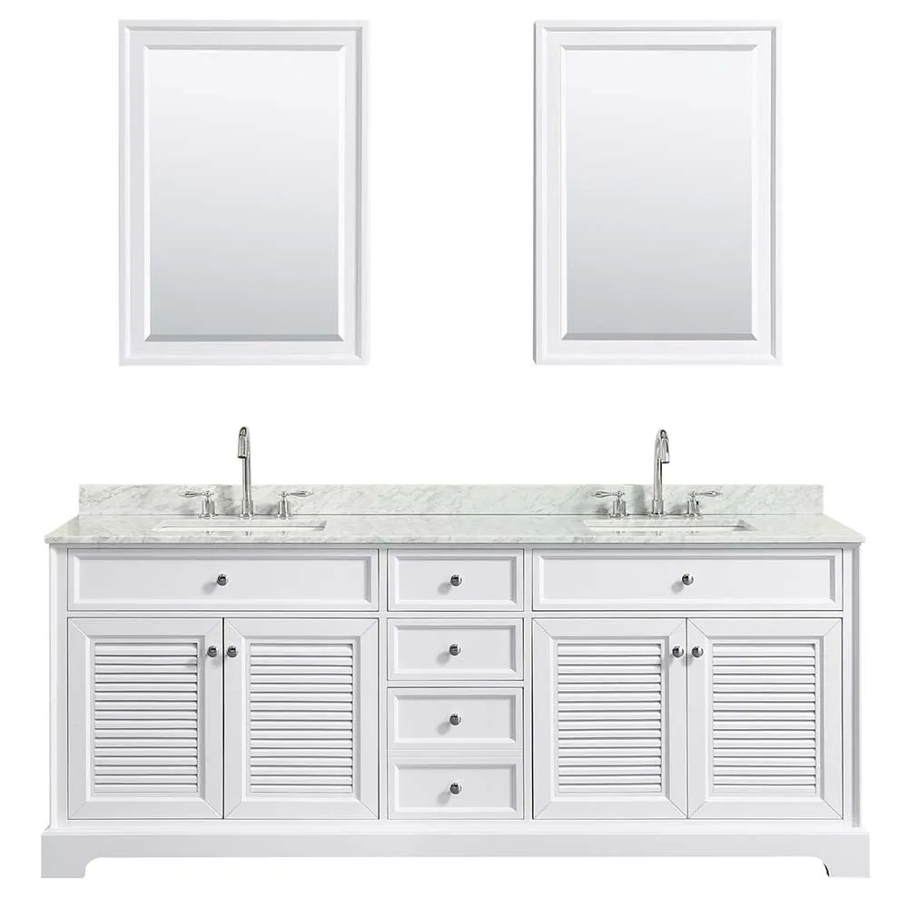 Tamara 80 Inch Double Bathroom Vanity in White