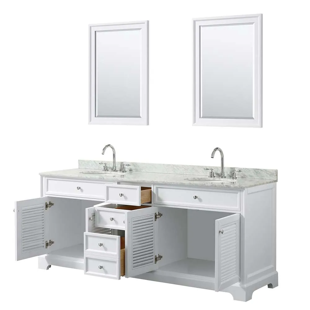 Tamara 80 Inch Double Bathroom Vanity in White