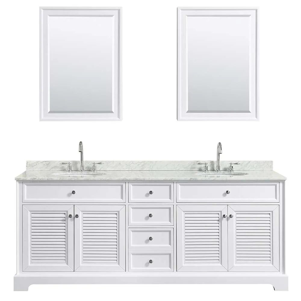 Tamara 80 Inch Double Bathroom Vanity in White