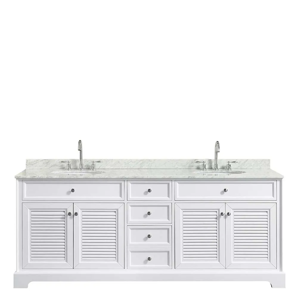 Tamara 80 Inch Double Bathroom Vanity in White