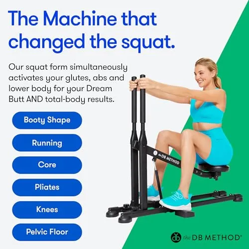 The DB Method Squat Machine, Workout Equipment for Home Gym, Exercise Leg and Glutes, Low Impact Lower Body Fitness Workouts, Training for Total-Body Results, Easy Setup, Foldable for Storage