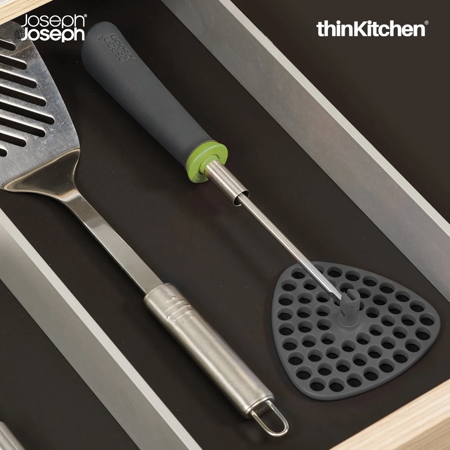 thinKitchen™ Joseph Joseph Delta Folding Masher - Grey