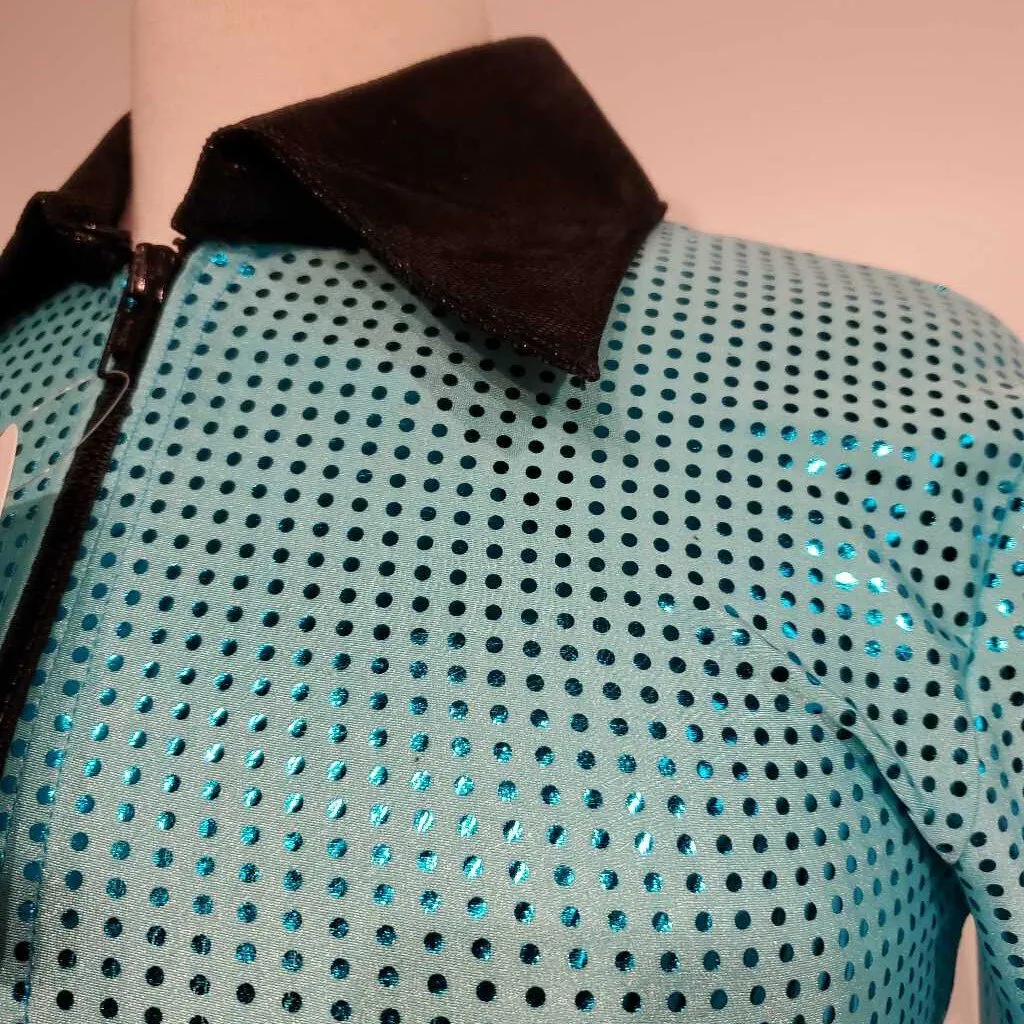 Torquoise Dot Western Top with Stretch