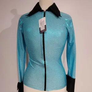 Torquoise Dot Western Top with Stretch