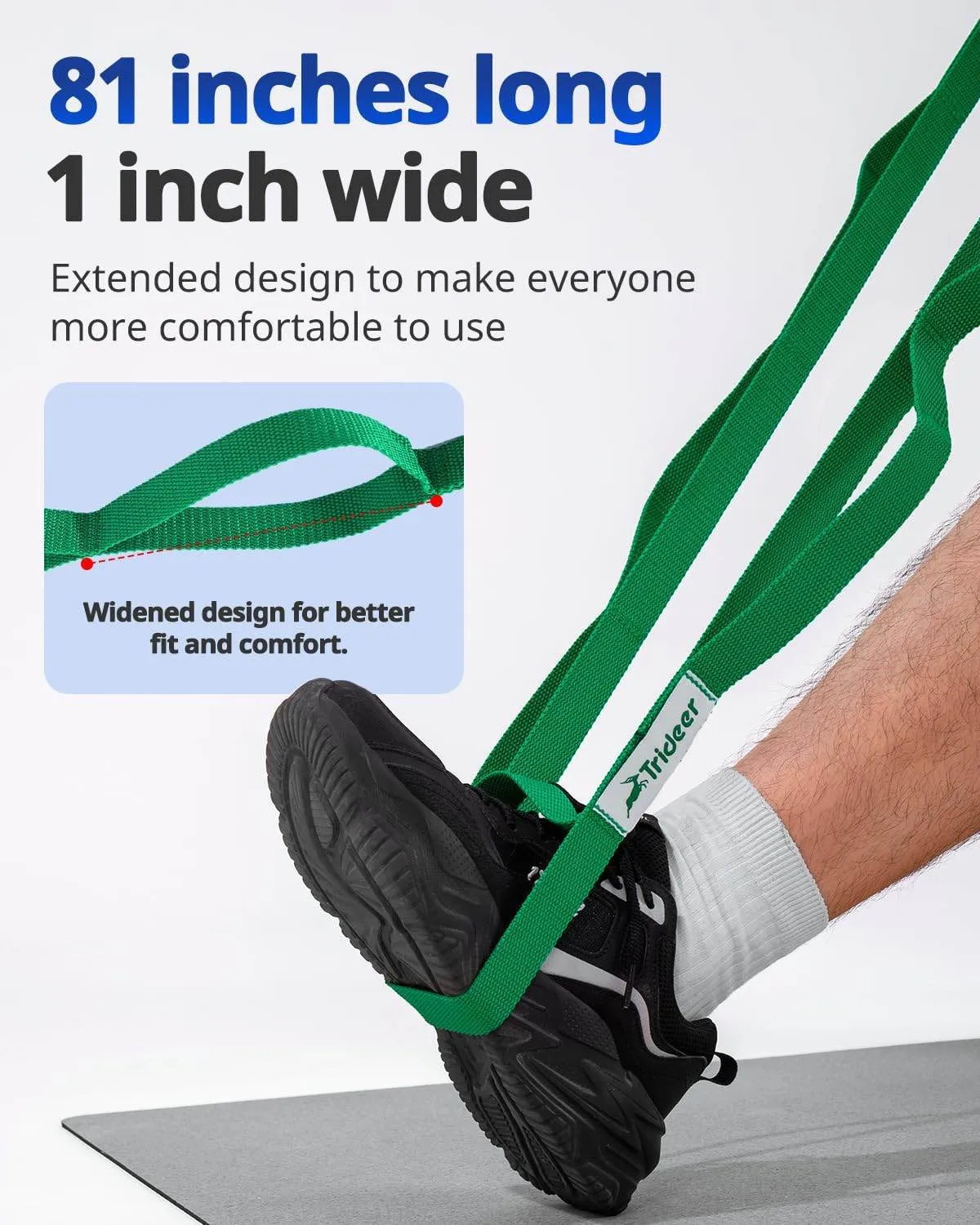 Trideer Stretching Strap Yoga Strap for Physical Therapy, 10 Loops Yoga Straps for Stretching, Non-Elastic Stretch Strap for Pilates, Exercise, Stretch Band for Women & Men with Exercise Book