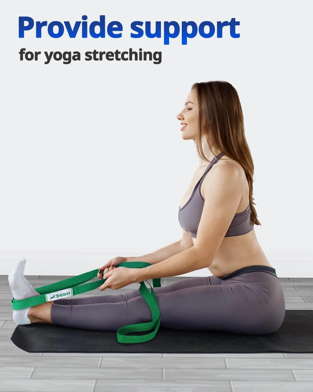 Trideer Stretching Strap Yoga Strap for Physical Therapy, 10 Loops Yoga Straps for Stretching, Non-Elastic Stretch Strap for Pilates, Exercise, Stretch Band for Women & Men with Exercise Book