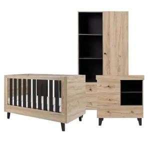 TUTTI BAMBINI Como 3 Piece Room Set - Distressed Oak / Slate Grey